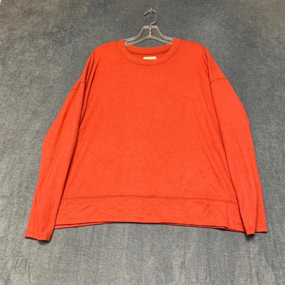 Lucky Brand Sweatshirt Womens Large Orange Viscose Stretch Round Neck Streetwear